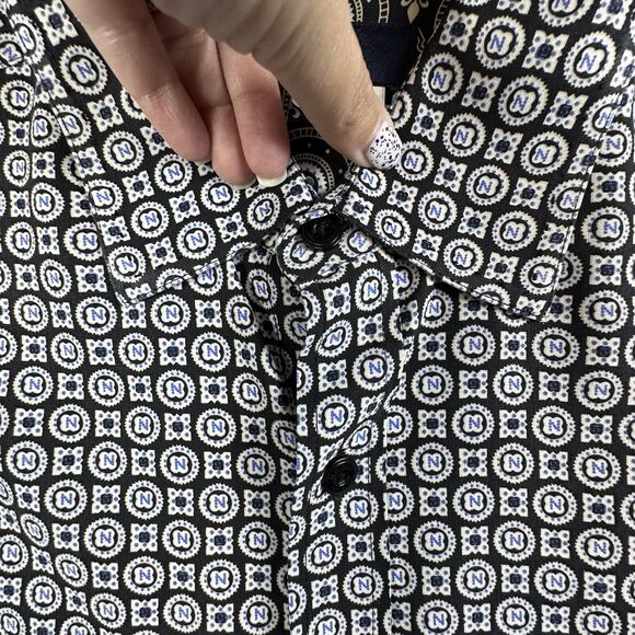 Nat Nast Shirt Men Large Blue Geometric 50 CLOCK CLUB Silk Bowling Hipster Shirt - Picture 5 of 10